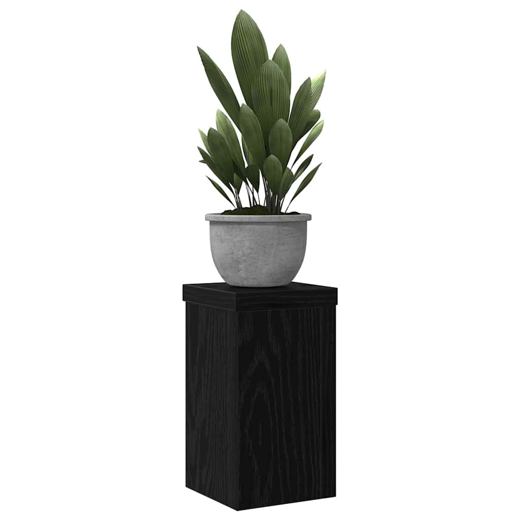 Plantenstandaard 2 pcs Zwart Eiken 10 x 10 x 18 cm Bewerkt hout