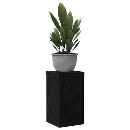 Plantenstandaard 2 pcs Zwart Eiken 10 x 10 x 18 cm Bewerkt hout