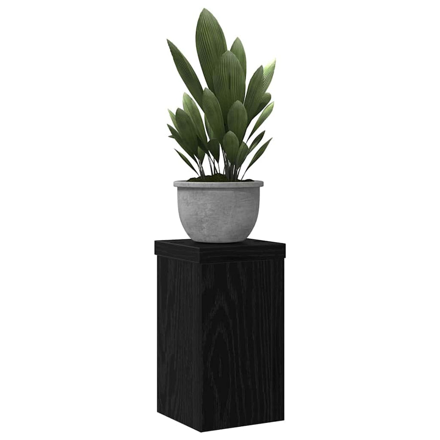 Plantenstandaard 2 pcs Zwart Eiken 10 x 10 x 18 cm Bewerkt hout