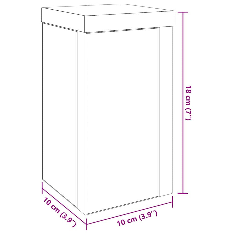 Plantenstandaard 2 pcs Zwart Eiken 10 x 10 x 18 cm Bewerkt hout