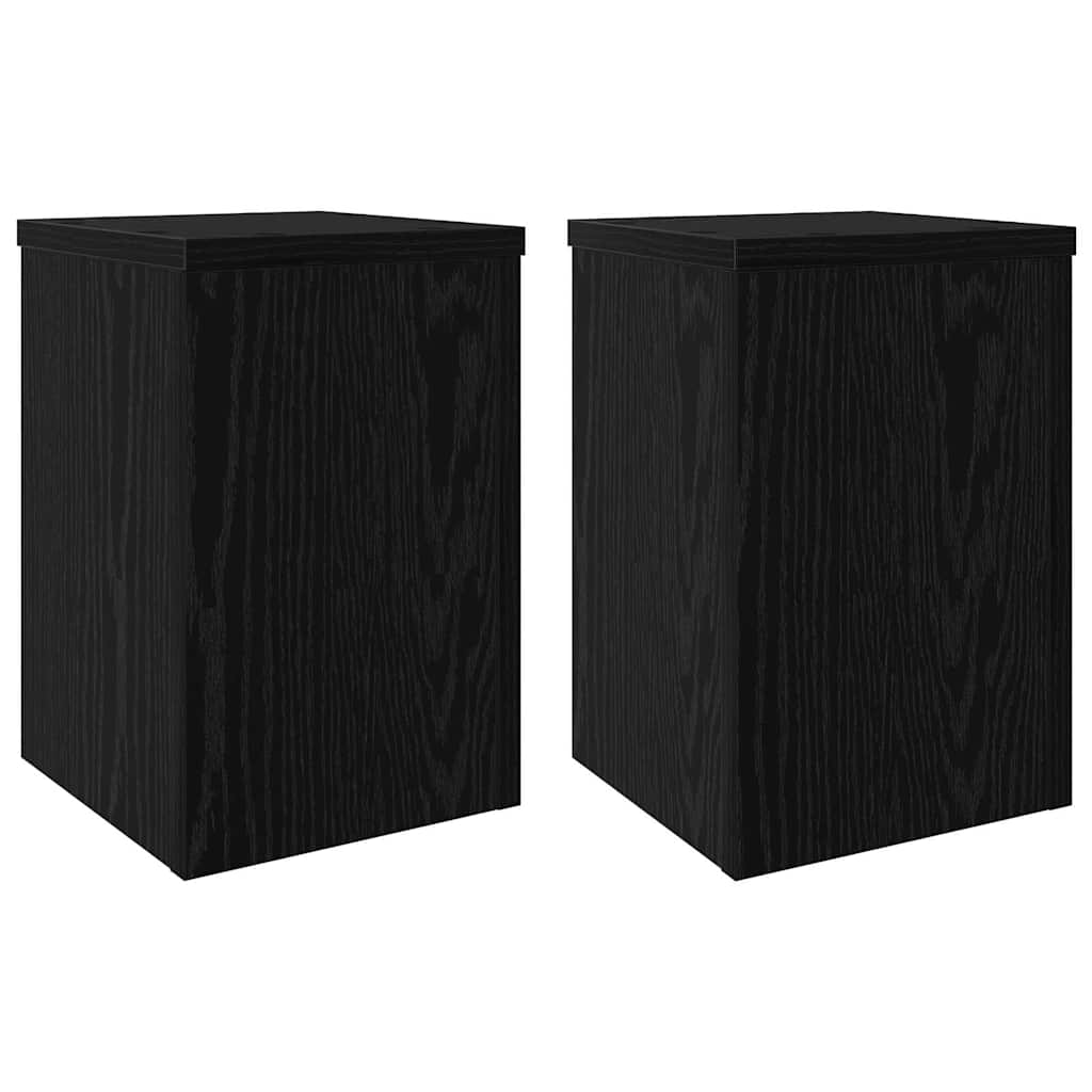 Plantenstandaard 2 pcs Zwart Eiken 20 x 20 x 30 cm Bewerkt hout
