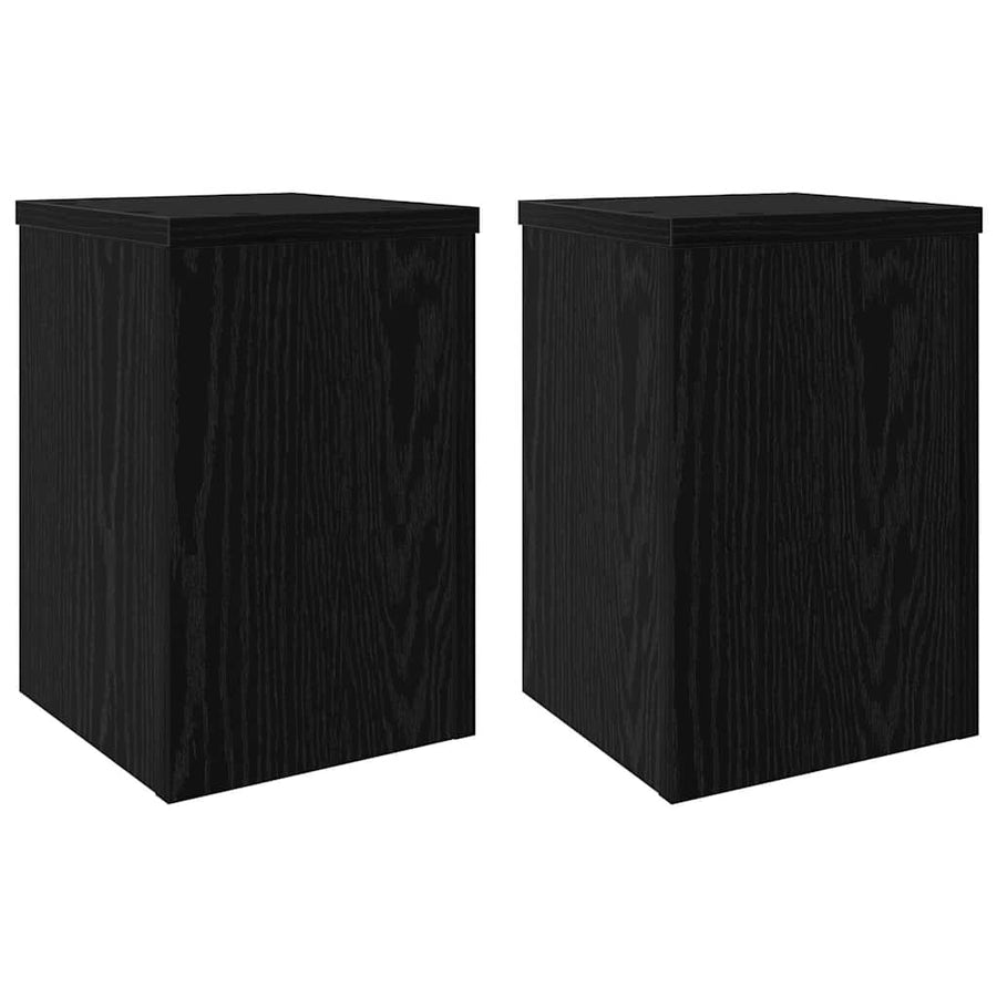 Plantenstandaard 2 pcs Zwart Eiken 20 x 20 x 30 cm Bewerkt hout