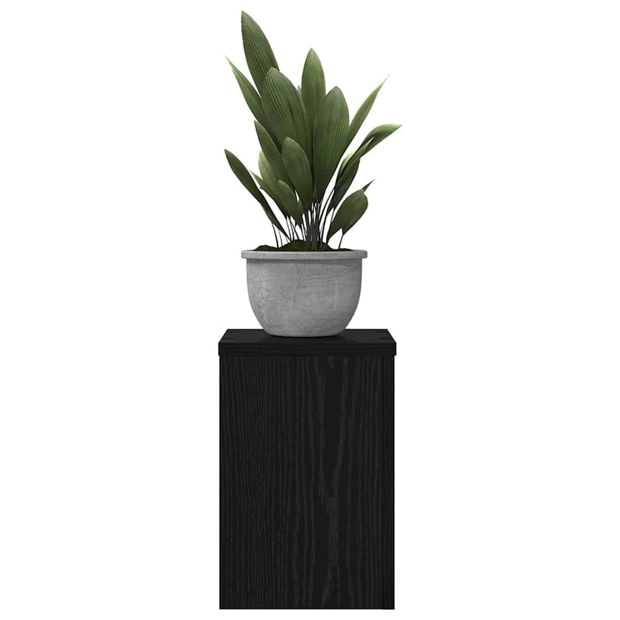 Plantenstandaard 2 pcs Zwart Eiken 20 x 20 x 30 cm Bewerkt hout