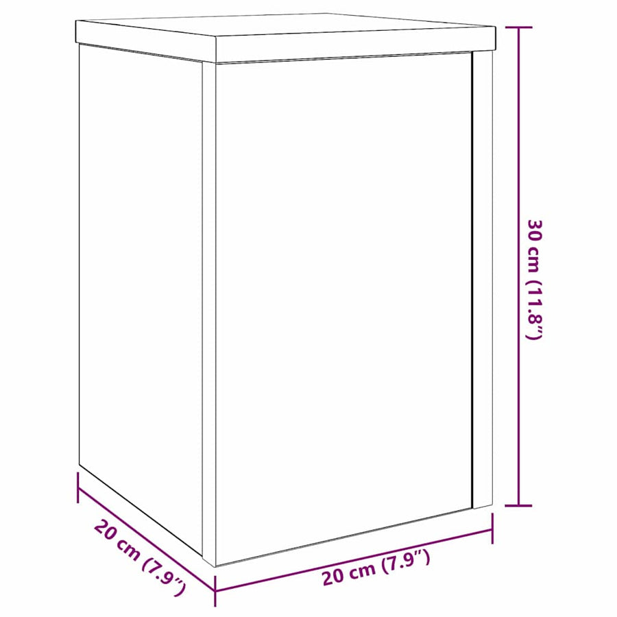 Plantenstandaard 2 pcs Zwart Eiken 20 x 20 x 30 cm Bewerkt hout