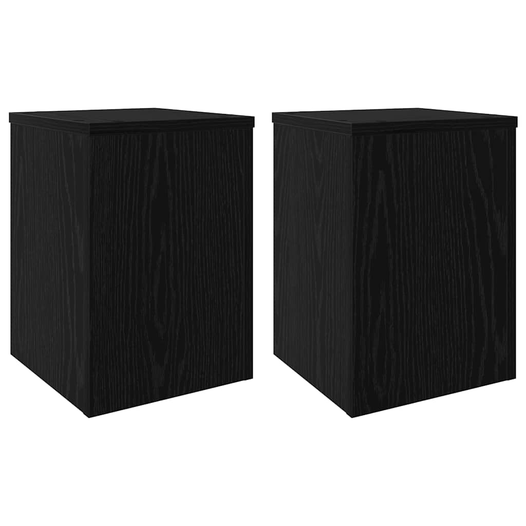 Plantenstandaard 2 pcs Zwart Eiken 25 x 25 x 35 cm Bewerkt hout