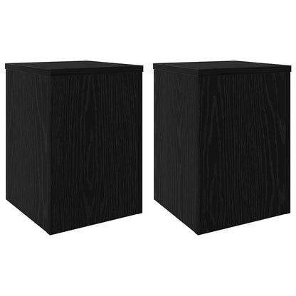 Plantenstandaard 2 pcs Zwart Eiken 25 x 25 x 35 cm Bewerkt hout