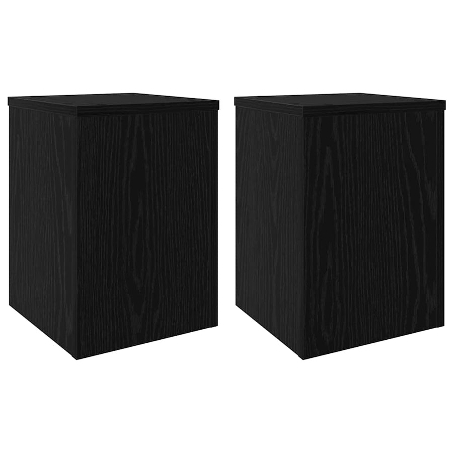 Plantenstandaard 2 pcs Zwart Eiken 25 x 25 x 35 cm Bewerkt hout