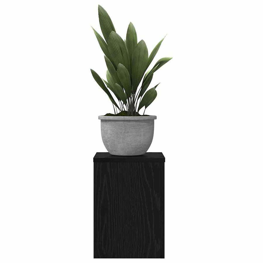 Plantenstandaard 2 pcs Zwart Eiken 25 x 25 x 35 cm Bewerkt hout
