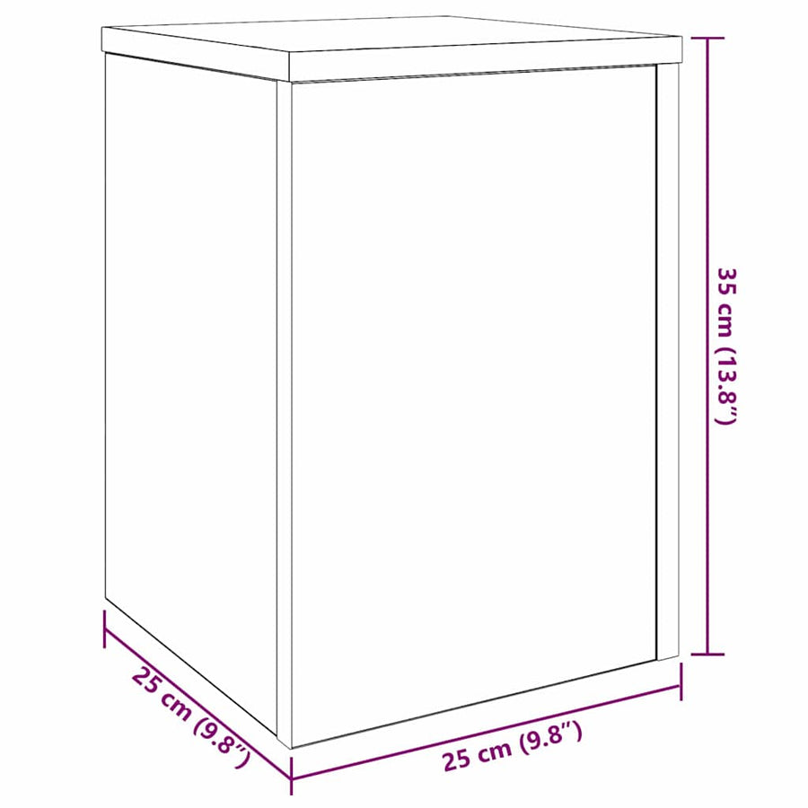 Plantenstandaard 2 pcs Zwart Eiken 25 x 25 x 35 cm Bewerkt hout