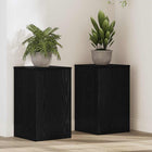 Plantenstandaard set 2 stuks bewerkt hout zwart eiken 30x30x50 cm