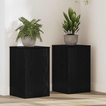 Plantenstandaard 2 pcs Zwart Eiken 30 x 30 x 50 cm Bewerkt hout