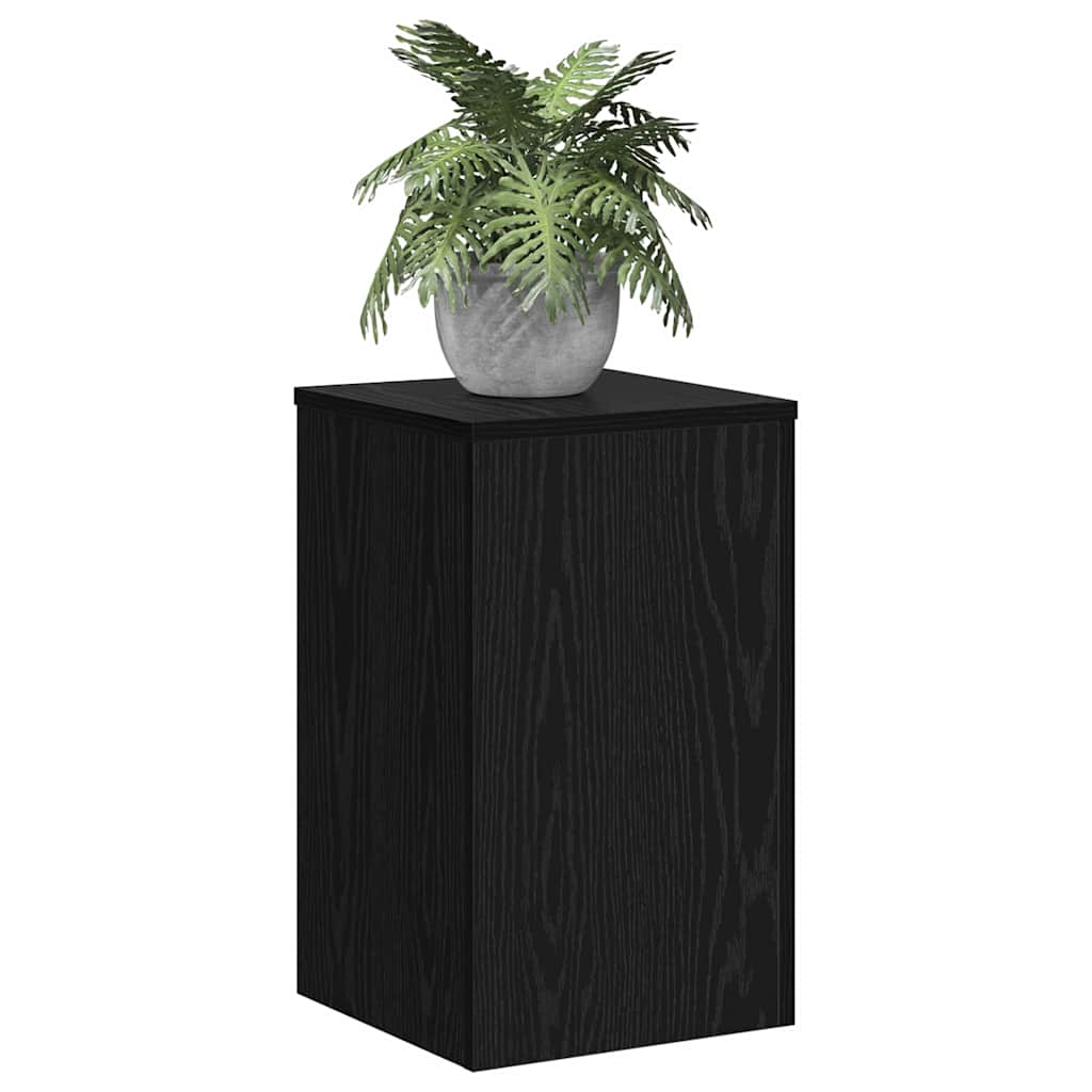 Plantenstandaard 2 pcs Zwart Eiken 30 x 30 x 50 cm Bewerkt hout