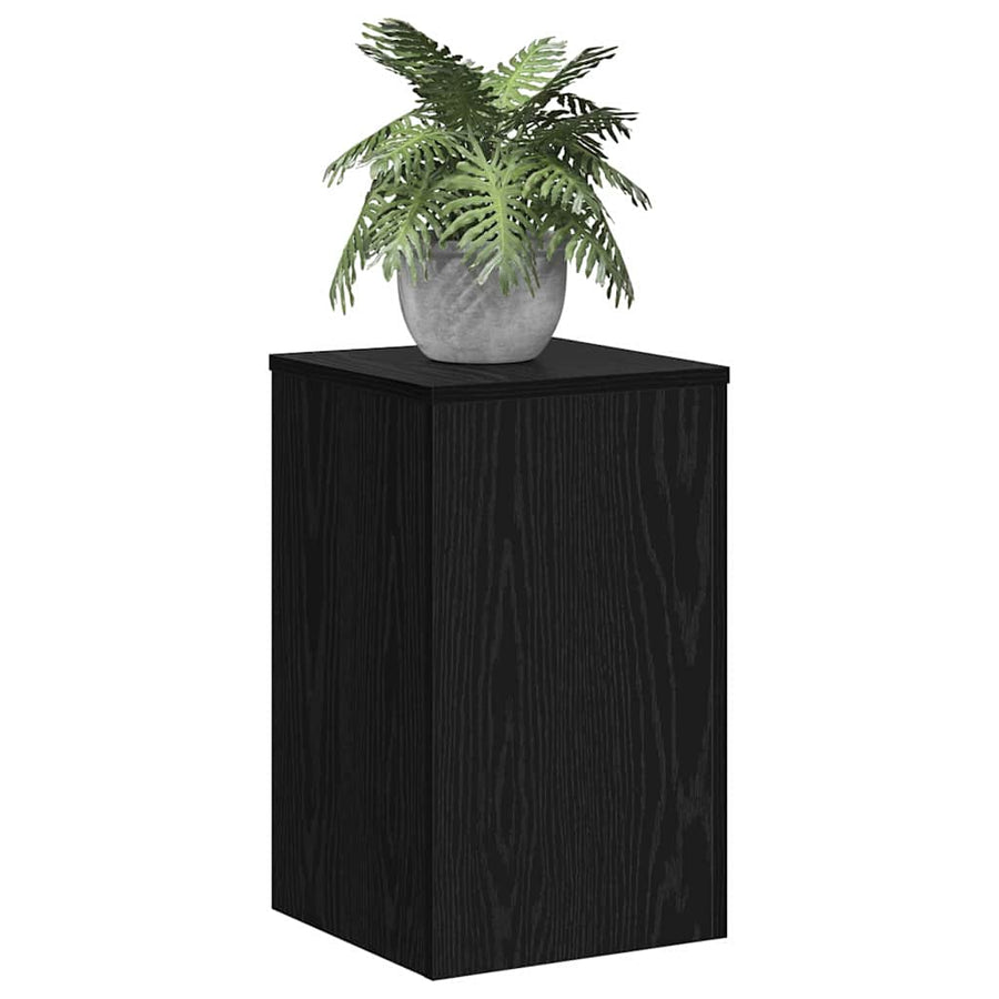Plantenstandaard 2 pcs Zwart Eiken 30 x 30 x 50 cm Bewerkt hout