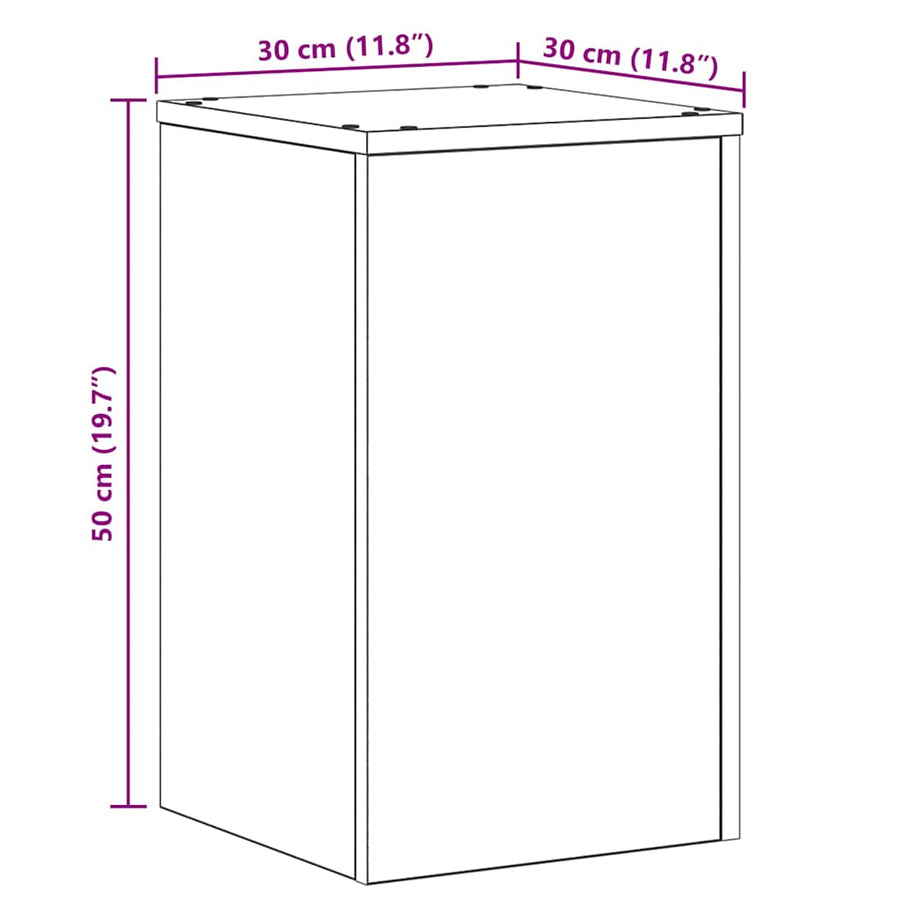Plantenstandaard 2 pcs Zwart Eiken 30 x 30 x 50 cm Bewerkt hout