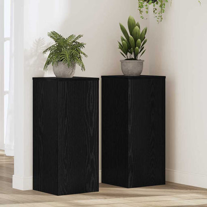 Plantenstandaard 2 pcs Zwart Eiken 30 x 30 x 70 cm Bewerkt hout