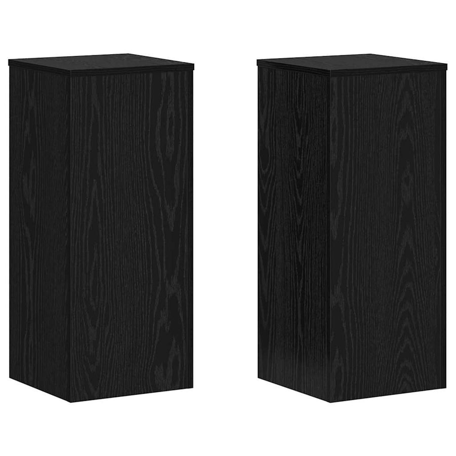 Plantenstandaard 2 pcs Zwart Eiken 30 x 30 x 70 cm Bewerkt hout