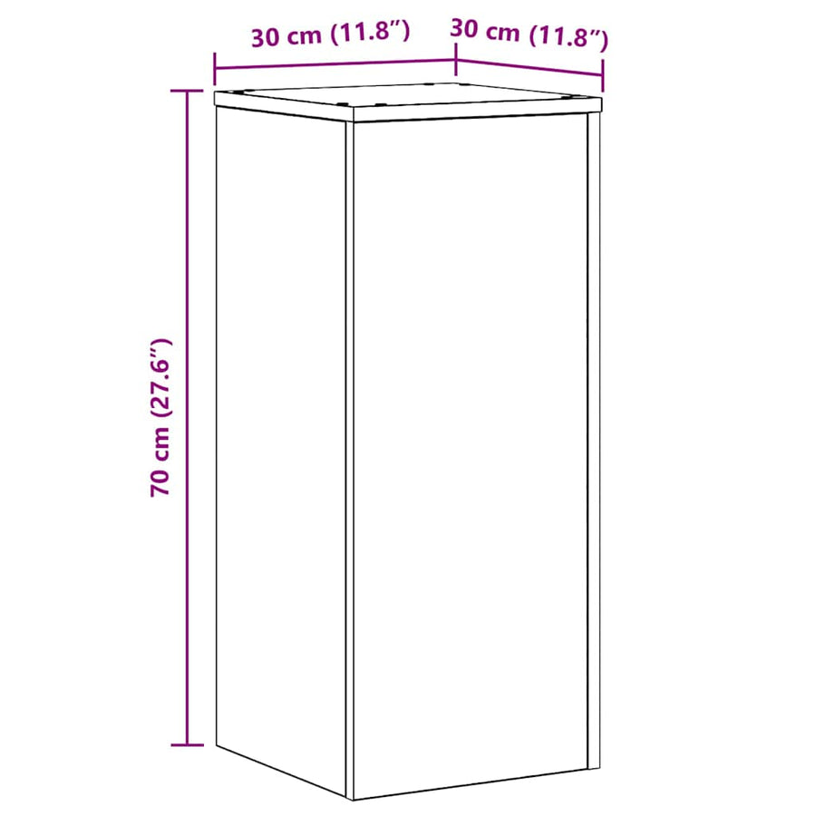 Plantenstandaard 2 pcs Zwart Eiken 30 x 30 x 70 cm Bewerkt hout