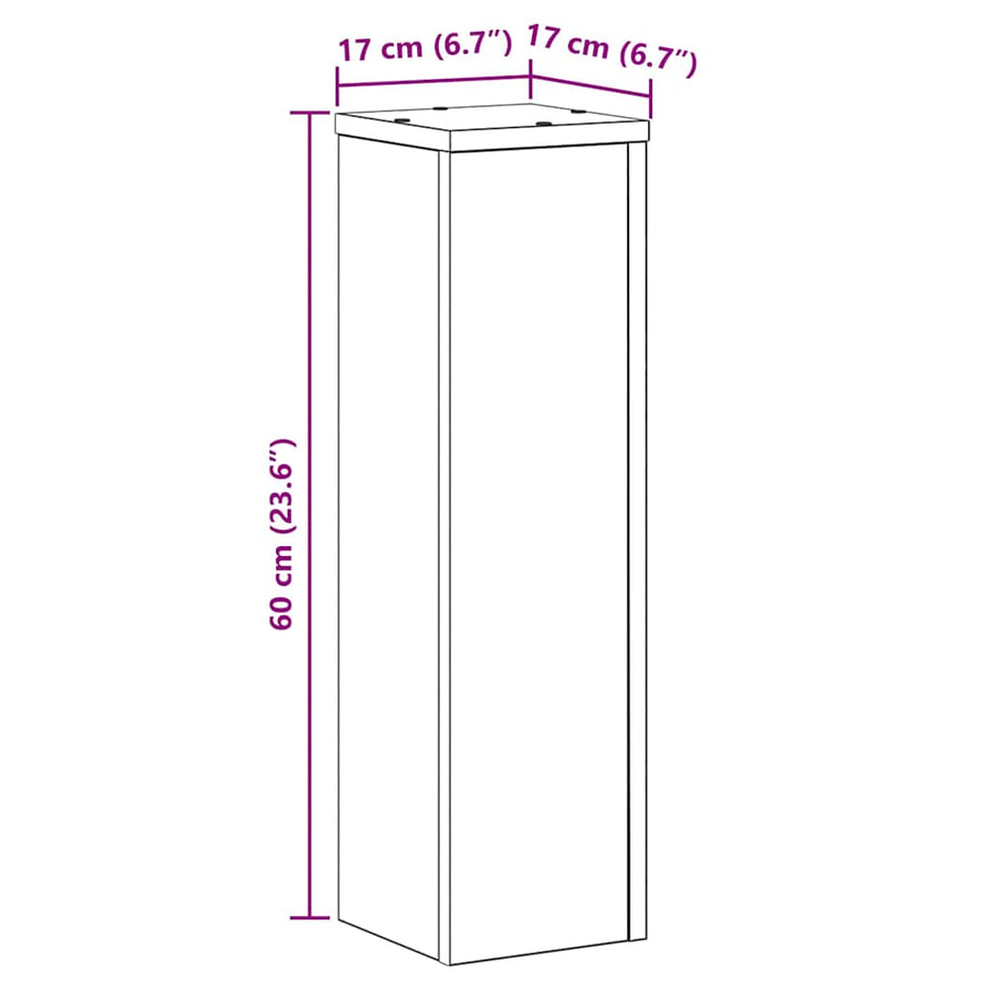 Plantenstandaard 2 pcs Zwart Eiken 17 x 17 x 60 cm Bewerkt hout