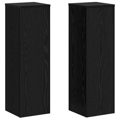 Plantenstandaard 2 pcs Zwart Eiken 25 x 25 x 80 cm Bewerkt hout
