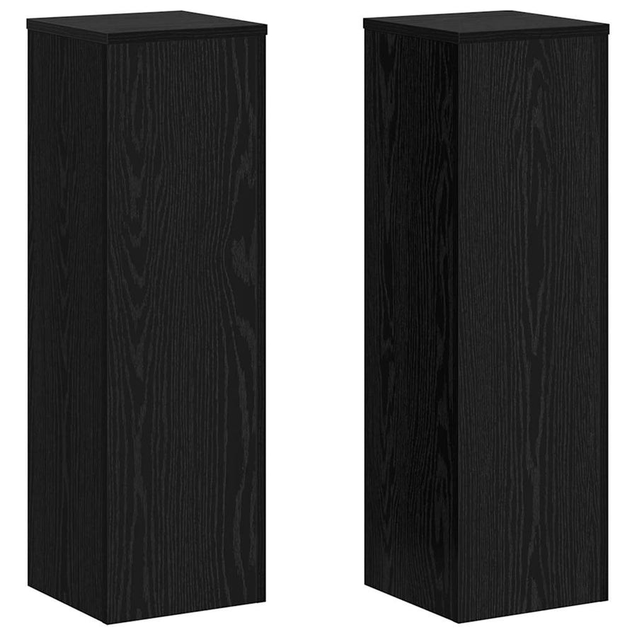 Plantenstandaard 2 pcs Zwart Eiken 25 x 25 x 80 cm Bewerkt hout