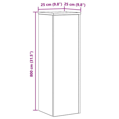 Plantenstandaard 2 pcs Zwart Eiken 25 x 25 x 80 cm Bewerkt hout