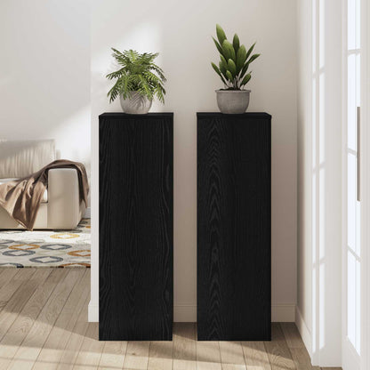 Plantenstandaard Zwart Eiken 33 x 33 x 100 cm Bewerkt hout