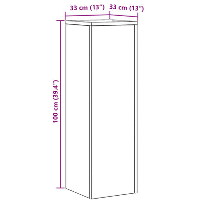 Plantenstandaard Zwart Eiken 33 x 33 x 100 cm Bewerkt hout