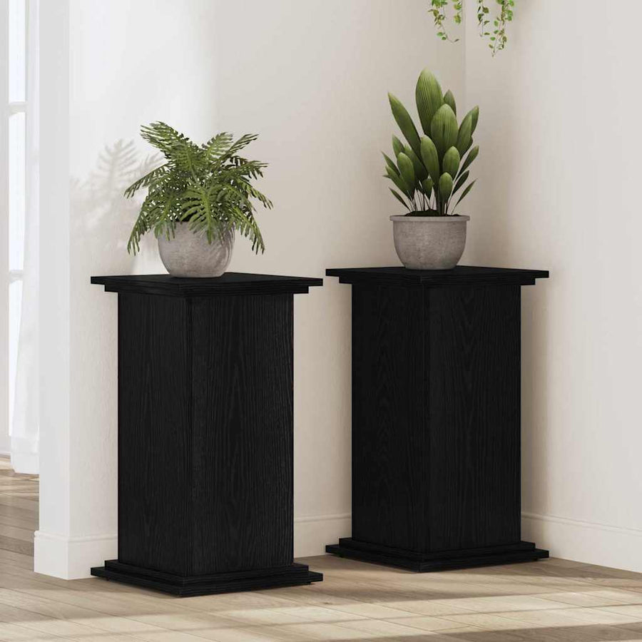 Plantenstandaard Zwart Eiken 33 x 33 x 60 cm Bewerkt hout