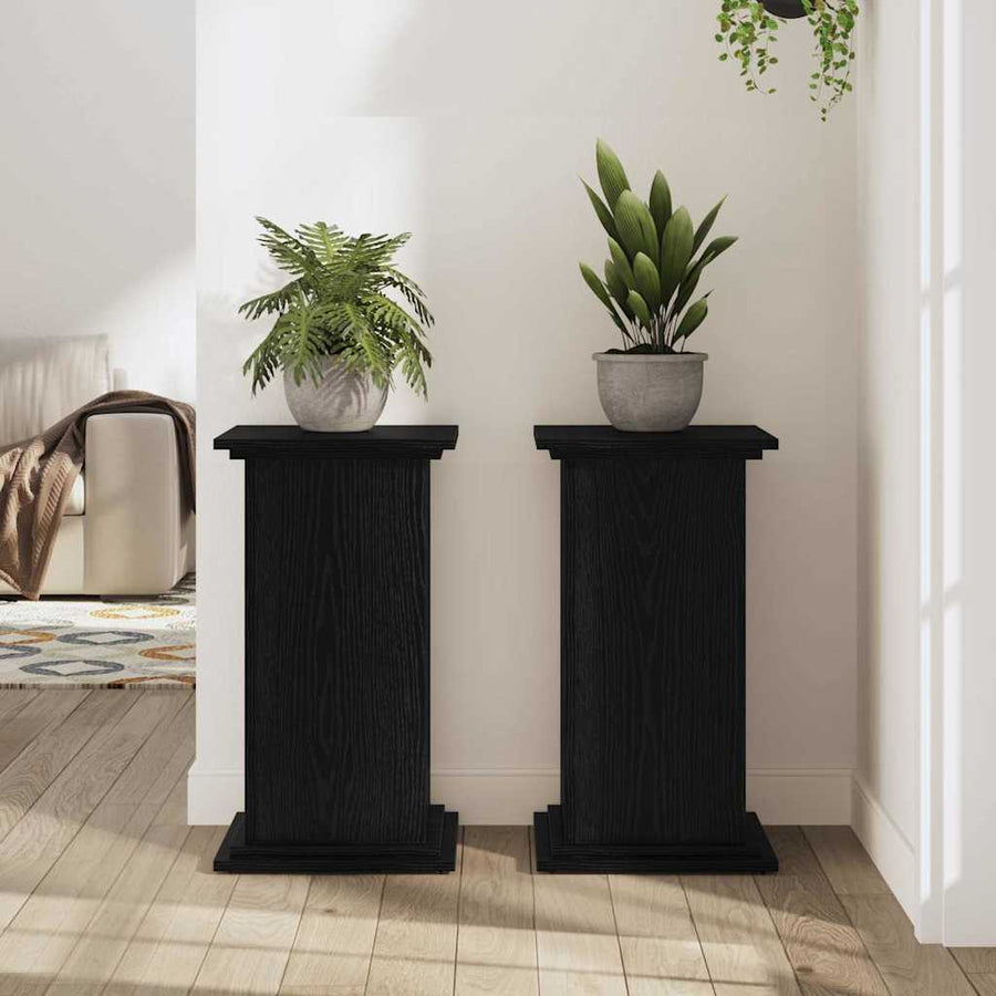 Plantenstandaard Zwart Eiken 33 x 33 x 60 cm Bewerkt hout