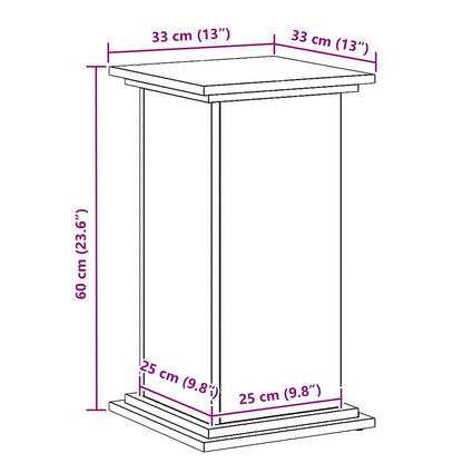 Plantenstandaard Zwart Eiken 33 x 33 x 60 cm Bewerkt hout