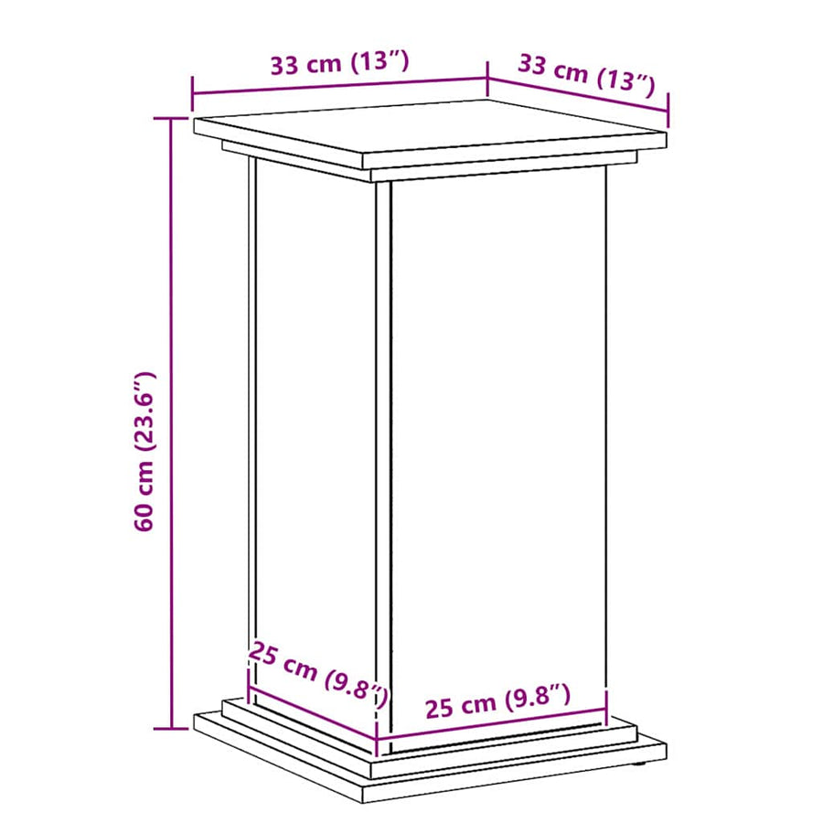 Plantenstandaard Zwart Eiken 33 x 33 x 60 cm Bewerkt hout