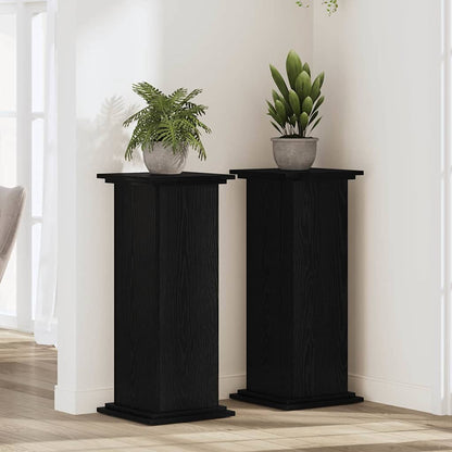 Plantenstandaard Zwart Eiken 33 x 33 x 80 cm Bewerkt hout