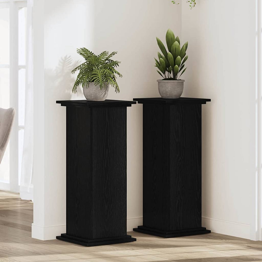 Plantenstandaard Zwart Eiken 33 x 33 x 80 cm Bewerkt hout