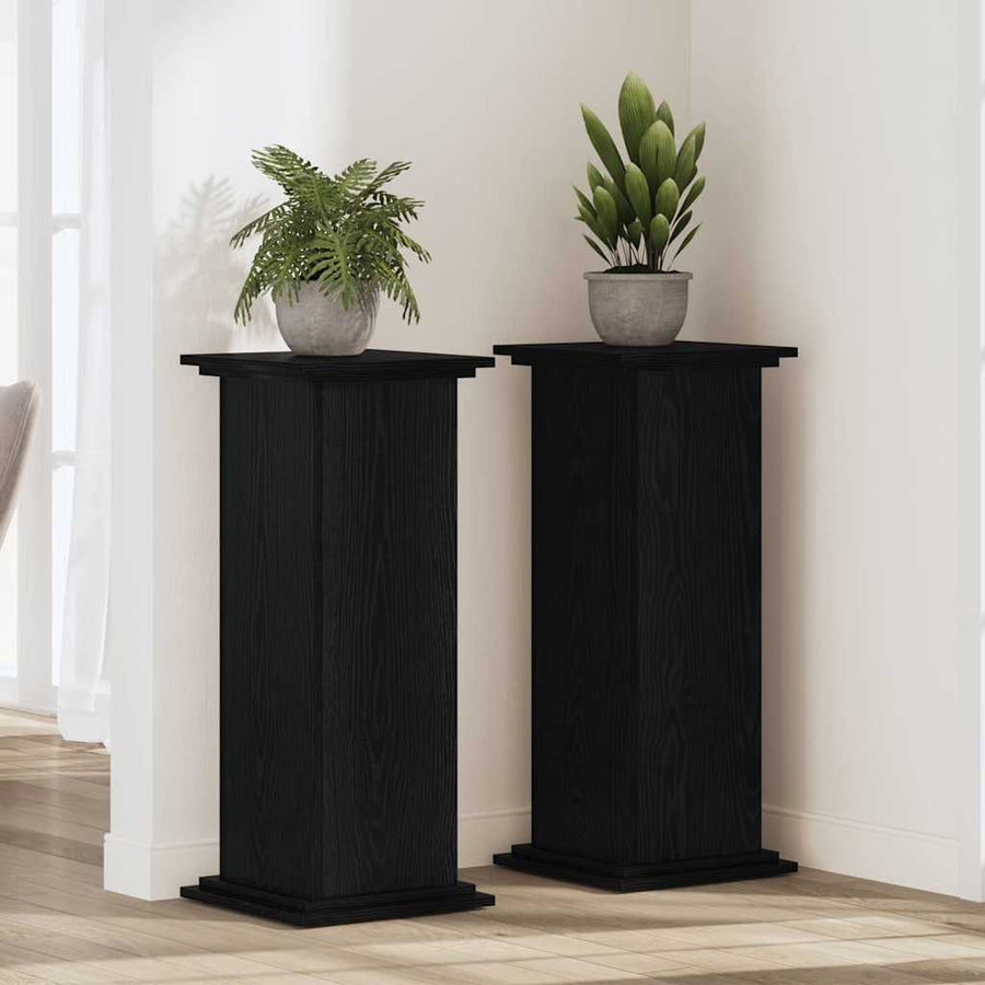 Plantenstandaard Zwart Eiken 33 x 33 x 100 cm Bewerkt hout