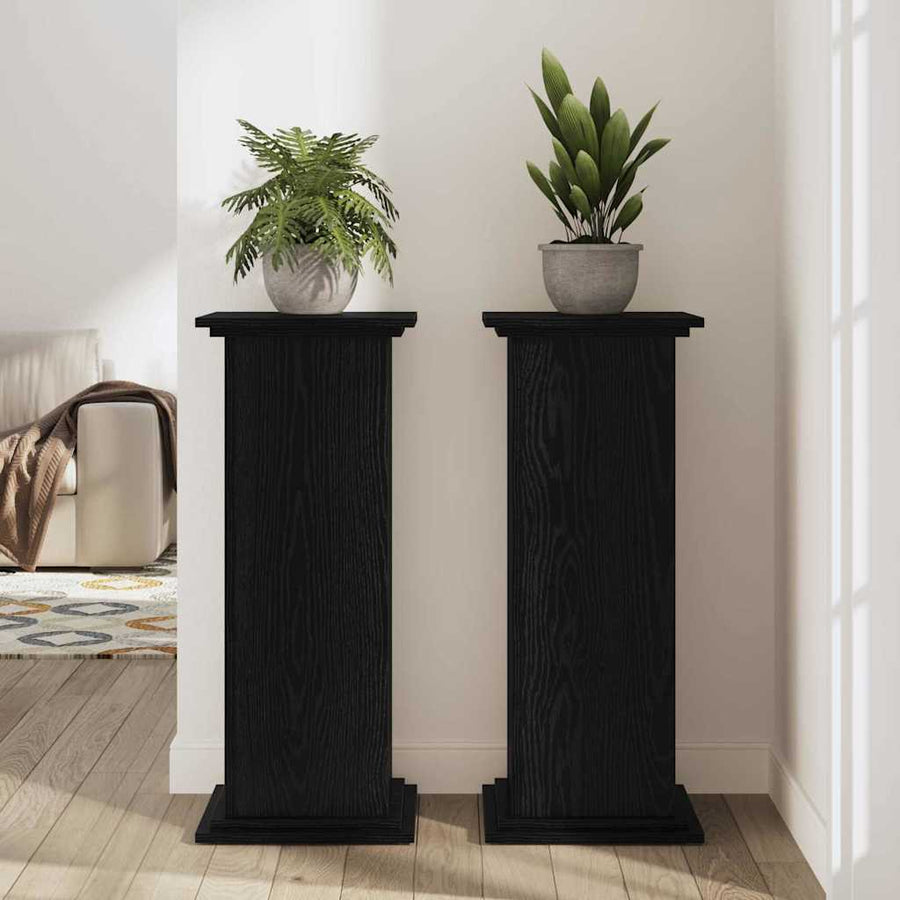 Plantenstandaard Zwart Eiken 33 x 33 x 100 cm Bewerkt hout