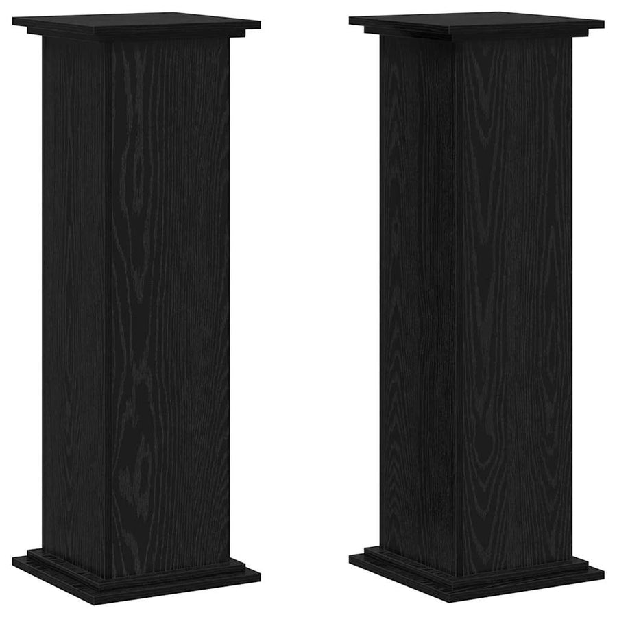 Plantenstandaard Zwart Eiken 33 x 33 x 100 cm Bewerkt hout