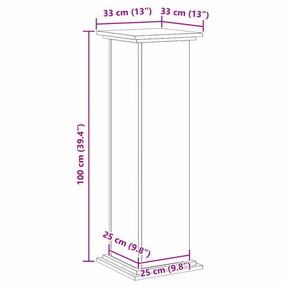 Plantenstandaard Zwart Eiken 33 x 33 x 100 cm Bewerkt hout