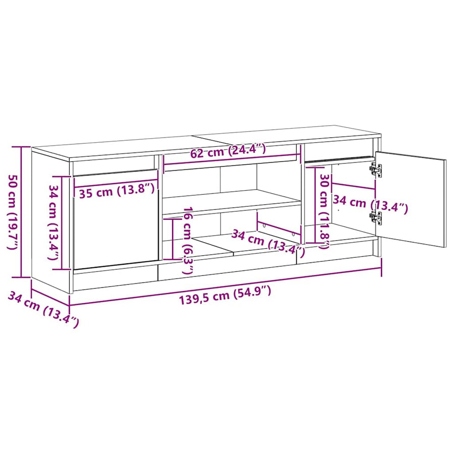 TV Eenheden Bruin 139,5 x 34 x 50 cm Bewerkt hout