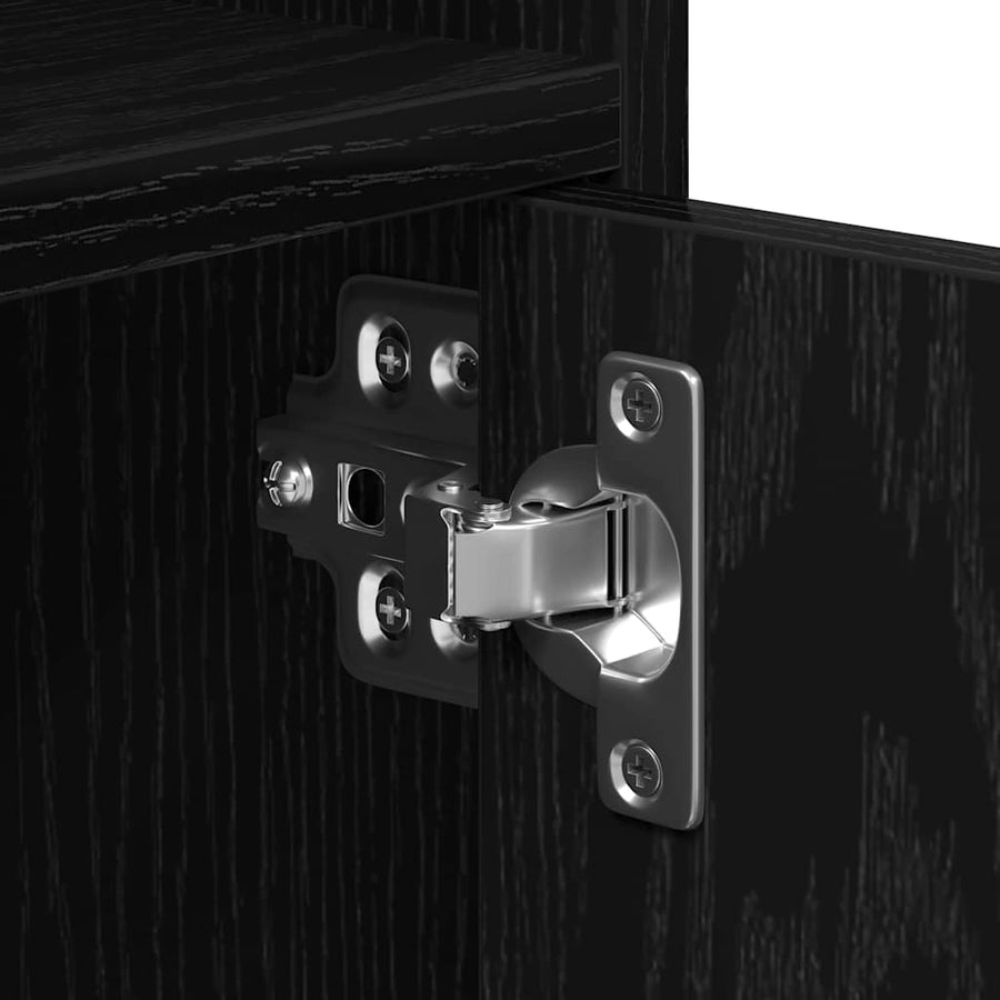 Kast met plank met wiel Zwart Eiken 60 x 48 x 74.5 cm