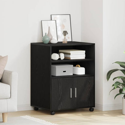 Kast met plank met wiel Zwart Eiken 60 x 48 x 74.5 cm
