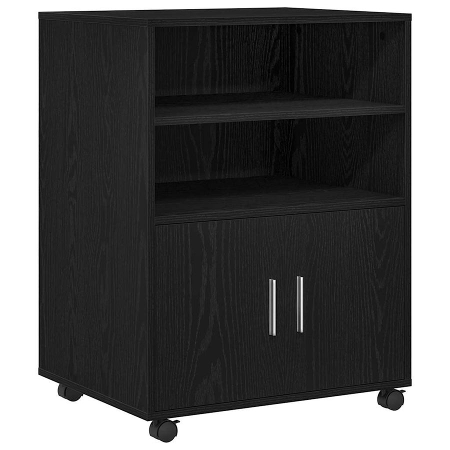 Kast met plank met wiel Zwart Eiken 60 x 48 x 74.5 cm