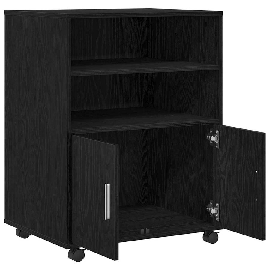 Kast met plank met wiel Zwart Eiken 60 x 48 x 74.5 cm
