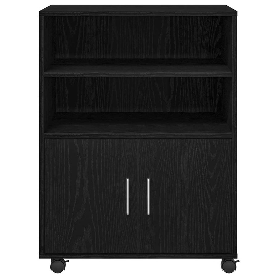 Kast met plank met wiel Zwart Eiken 60 x 48 x 74.5 cm