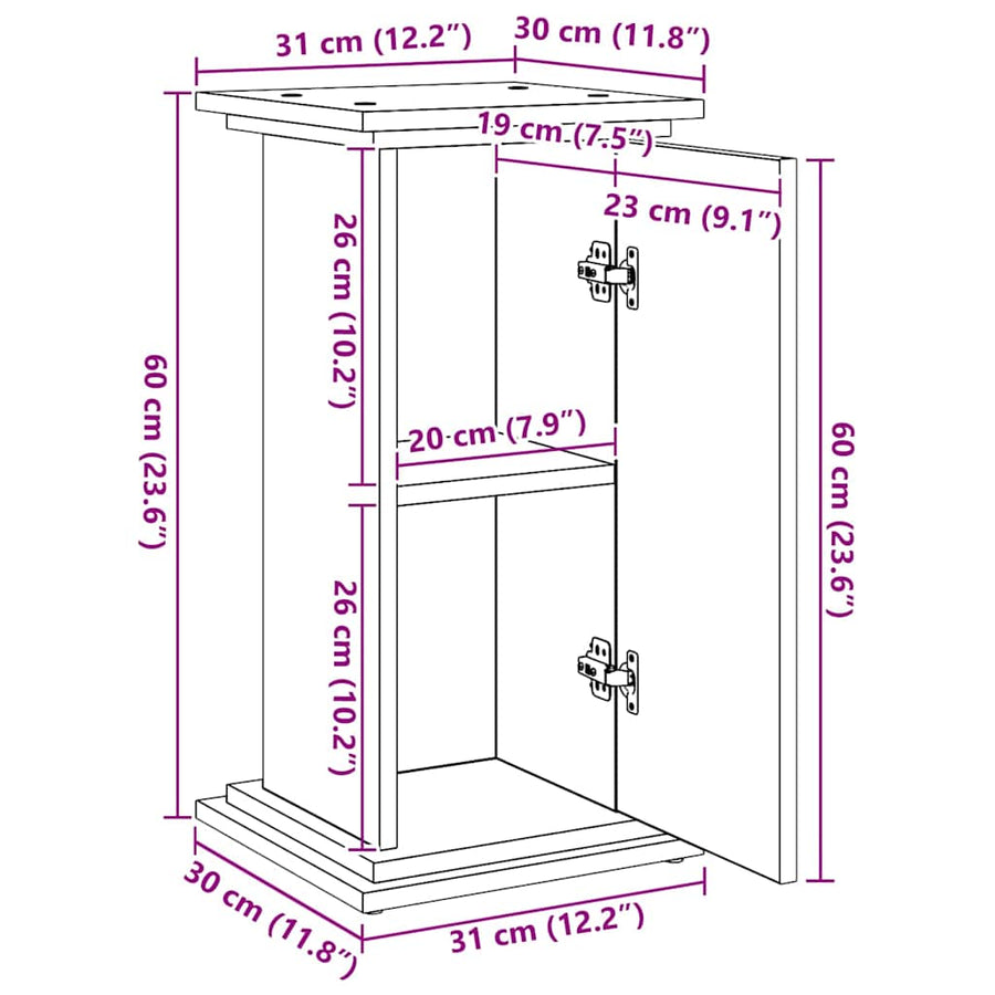Displaystand met plank Zwart Eiken 31 x 30 x 60 cm Bewerkt hout
