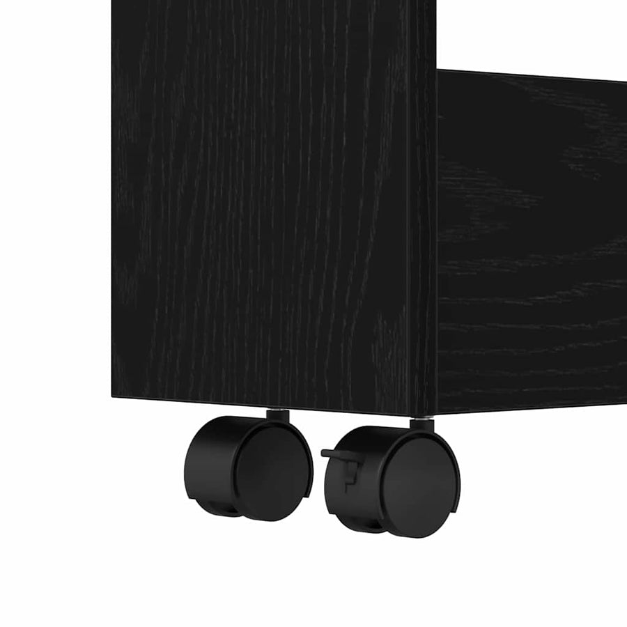 Smalle Badkamerkast met Wielen Zwart Eiken Geengineerd Hout