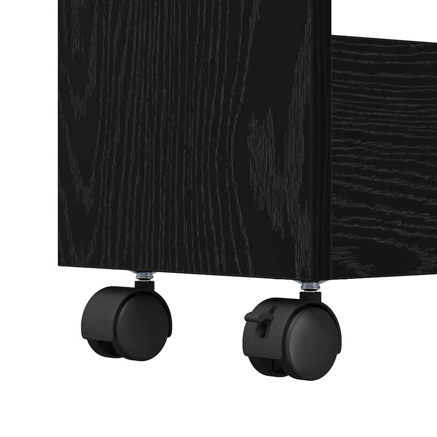 Smalle Opbergtrolley Zwart Eiken 60 x 22 x 80 cm Bewerkt hout