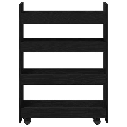 Smalle Opslag Trolley 4 Laags Zwart Eiken Geengineerd Hout