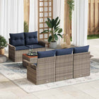 Garden Bench Set with Cushion 6 pcs Grey Poly Rattan