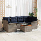 Garden Sofa Set with Cushion 7 pcs Grey poly rattan