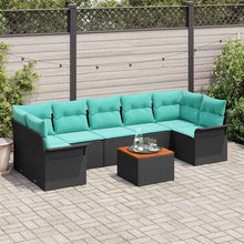 Tuinbankenset met kussen 8 pcs Zwart poly rattan